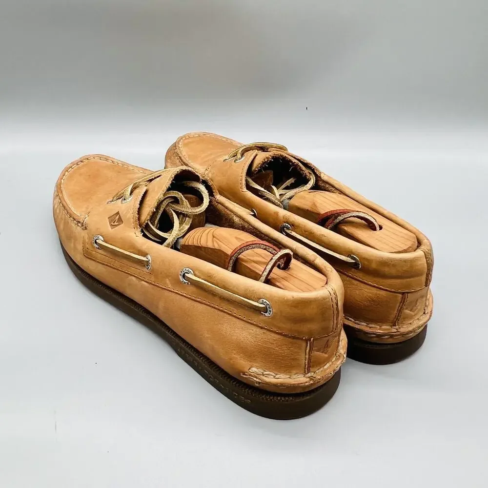 Sperry Shoes Mens 11 Brown Leather Top Sider 2 Eye Boat Moc Toe Casual Comfort